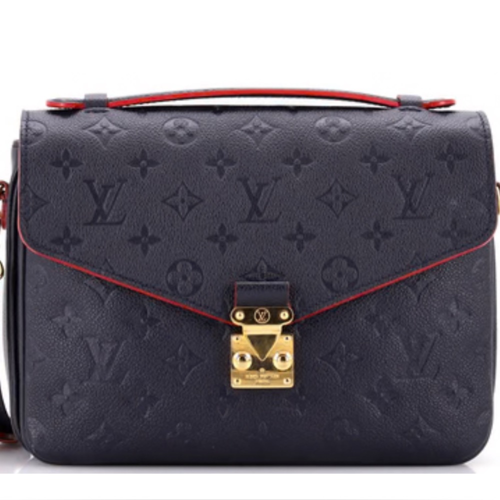 Louis Vuitton Navy Blue Pochette Métis Monogram Empreinte Leather Gold Hardware